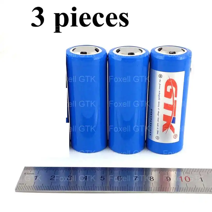 Реальная емкость 26650 3,7 v 5000 mAh bateria 26650 Li-Ion 26700 с 26650 защищенный выключатель питания цепи для фонарика светодиодные лампы - Цвет: 3pieces