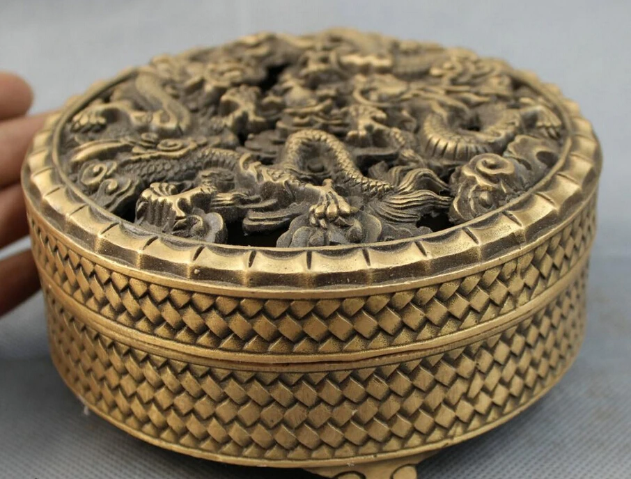 Быстрая доставка USPS в США S1513 Тибетский Бронзовый буддийский миф 2 голова дракона