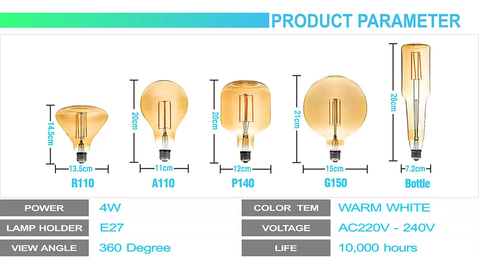 Ретро Edison led светильник лампочка E27 220 В 40 Вт ST64 G80 G95 T10 T45 T185 A110 A60 накаливания ампулы лампы Винтаж лампа накаливания Эдисона Светильник