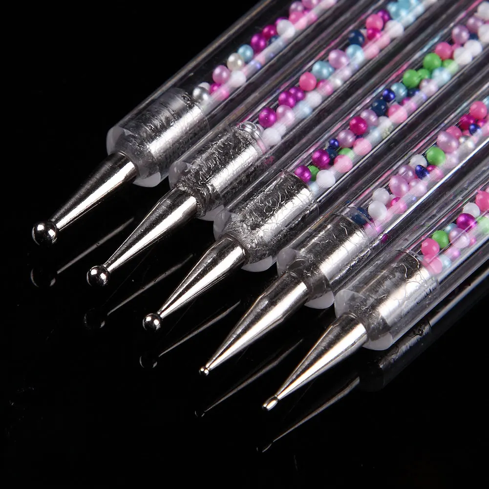 5 шт./компл. 2 Way Nail Art нажмите с силой так акриловая ручка советы точка карандаши для рисования маникюрный набор инструментов JIU55