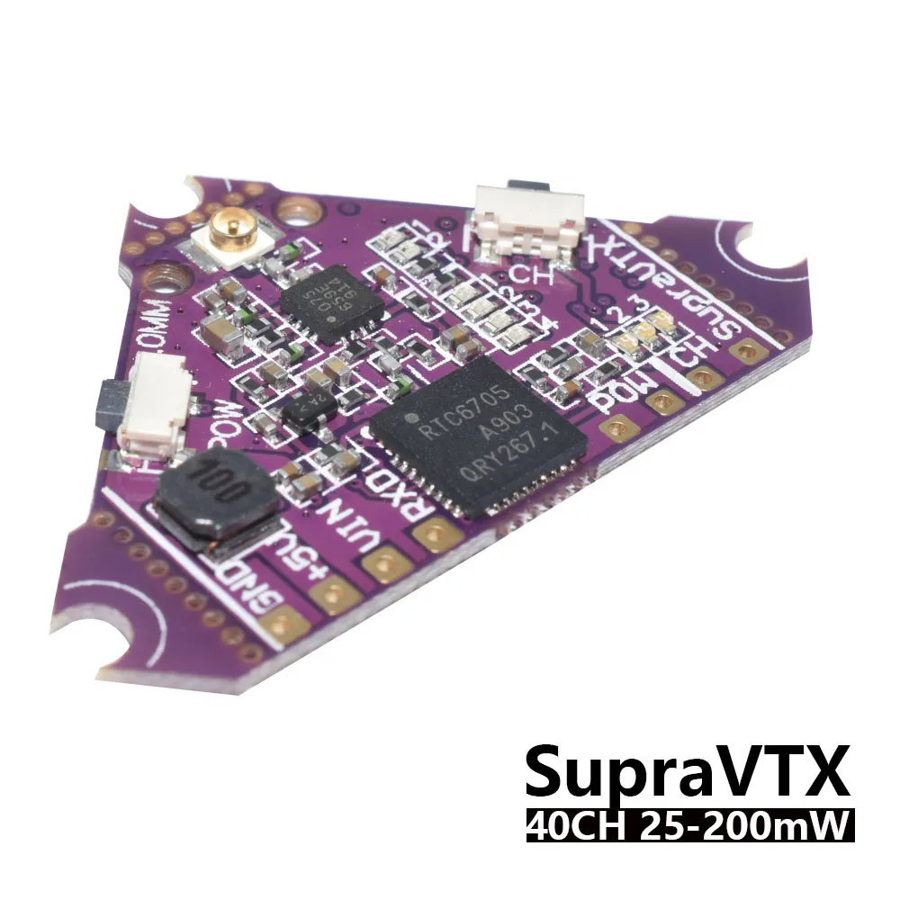 Передатчик Supra-VTX 5 8G 40CH 25 мВт 100 200 OSD Регулируемый для матового гоночного