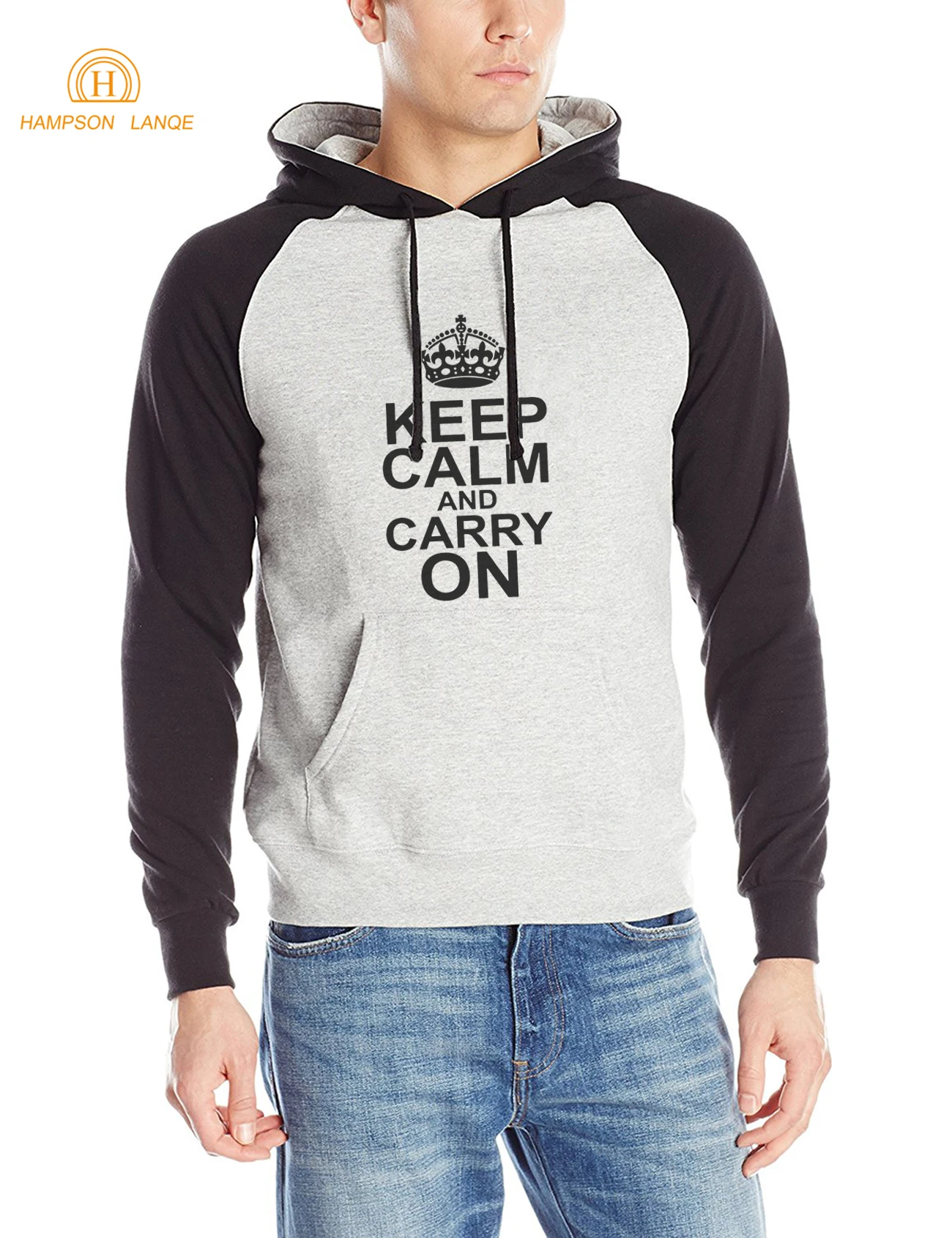 Осень-зима 2019 флисовые толстовки мужские с надписью Keep Calm And Carry On худи принтом