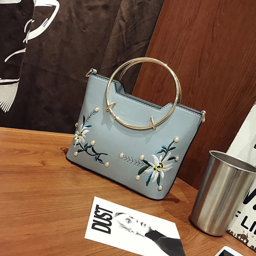 Hot New 2018 Korean Fashion Handbags Ironhand Ring Handbag Shoulder Diagonal Package Embroidery Small 40D | Багаж и сумки