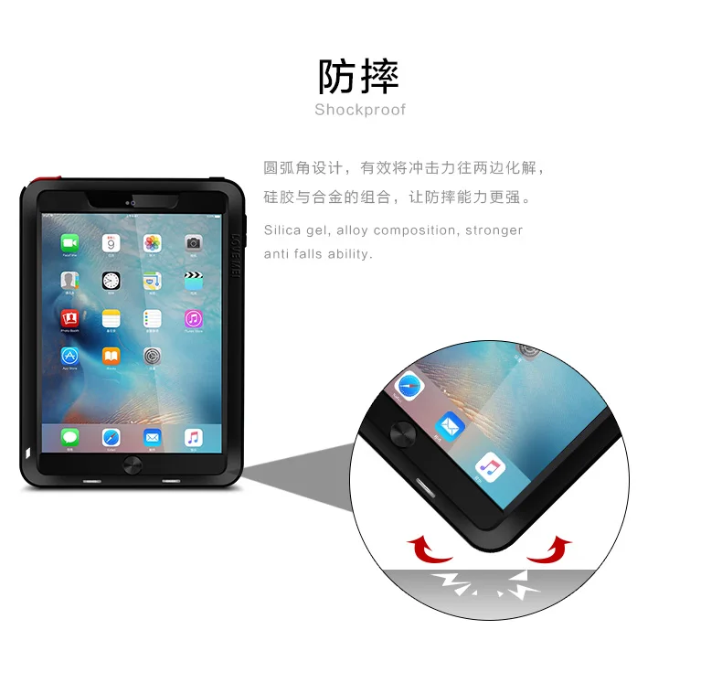 For iPad Pro 9.7&quot Case Love Mei Dirt / Snow Shockproof Rugged Tempered Gorilla Glass Metal Aluminum for Outdoor Sports | Компьютеры и