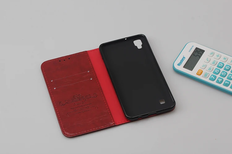 Чехол AMMYKI с задним карманом K200DS X Skin F740L Флип кожаный чехол для телефона с бесплатной птицей 5,0 'For LG X style