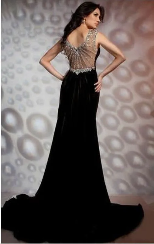 

Hot Selling Split Side Mermaid Dancing Party Dress Sleeveless Scoop ZAHY Prom Dress Court Train Satin Beaded Vestido De Festa