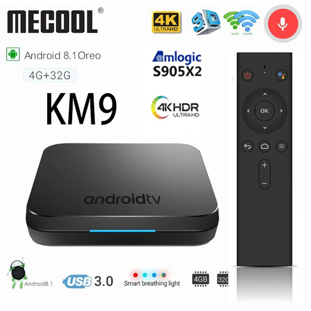 MECOOL KM9 Android 8 1 ТВ коробка 4G DDR4 32G ROM голос Управление USB 3 0 коробке 2. 4G/5G Wi Fi 4 K смарт Box