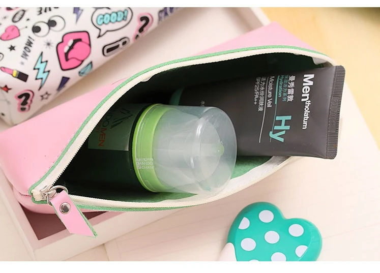 1Pcs New Modern Girl PU Leather Waterproof Pencil Case Bag Stationery Storage Organizer School Office Supply 9 Types H0843 | Канцтовары