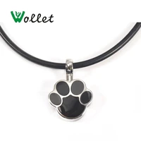 wollet jewelry footprint stainless steel magnetic pendant necklace for women men bio magnets black silver color