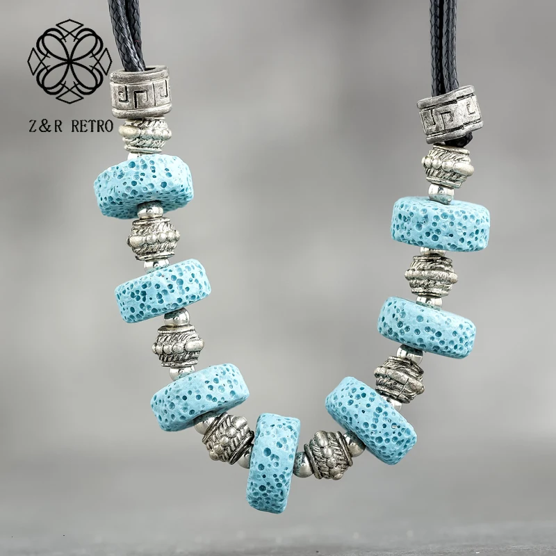 Винтажное ювелирное изделие из вулканического камня регулируемая Женская цепь