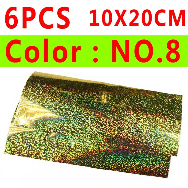 6pcs color 8 Bimoo 4/6 шт набор наклейка для приманки 10*10/20 см Голографическая клейкая пленка флэш-лента для Fly приманка делая голографическая пленка клейкая лента - Цвет: 6pcs color 8