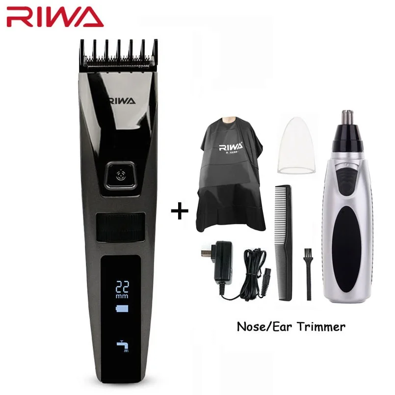 with Nose Trimmer 3 Riwa K3 профессиональная машинка для стрижки волос один встроенный гребень Перезаряжаемые Водонепроницаемый Для мужчин, машинка для стрижки волос машина беспроводные ЖК-дисплей Дисплей - Цвет: with Nose Trimmer 3