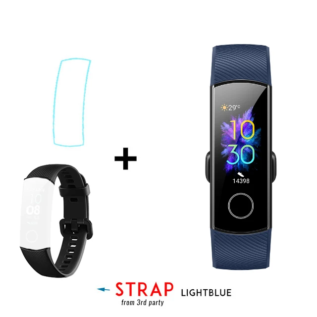 Смарт-браслет huawei Honor Band 5, пульсоксиметр, волшебный цветной сенсорный экран, плавающий ход, обнаружение пульса, сна, сна - Цвет: blue add black
