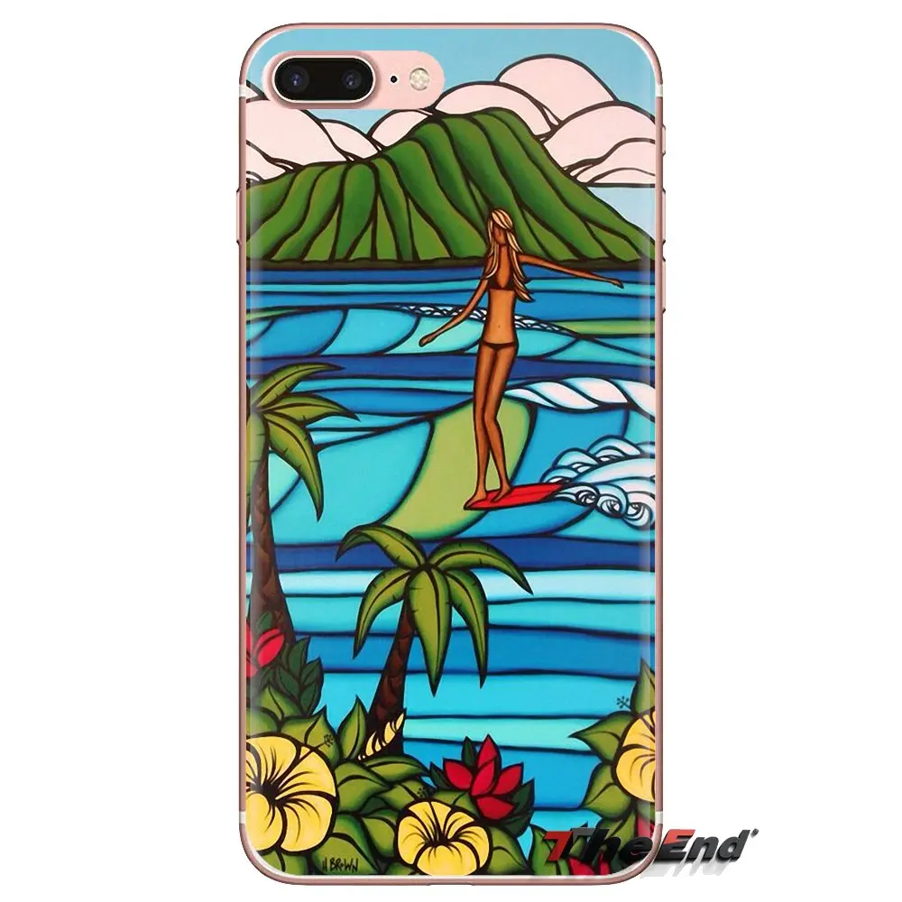 Surf Girl Art - силиконовый чехол для телефона Xiaomi Mi4, Mi5, Mi5S, Mi6, Mi A1, A2, 5X, 6X, 8, 9 Lite, SE, Pro, Max, Mix 2, 3, 2S с изображением сёрфингистки.