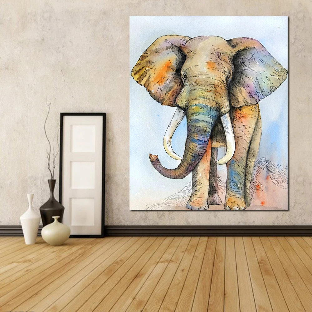 JQHYART животные Рисование слонов картина маслом холст искусство Модер домашний