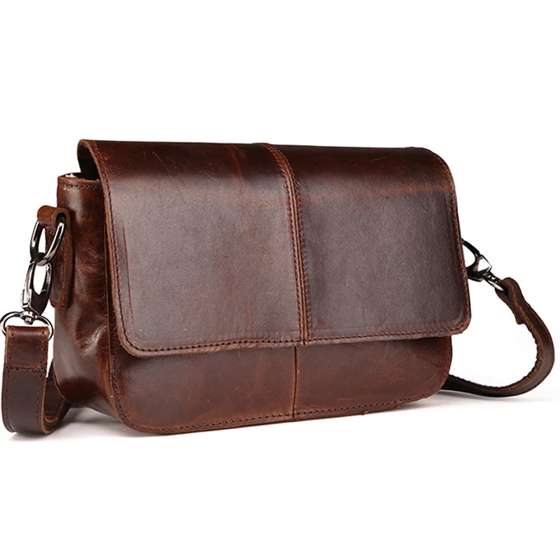 Мужская сумка мессенджер Hobo винтажная на одно плечо из натуральной кожи|bag genuine