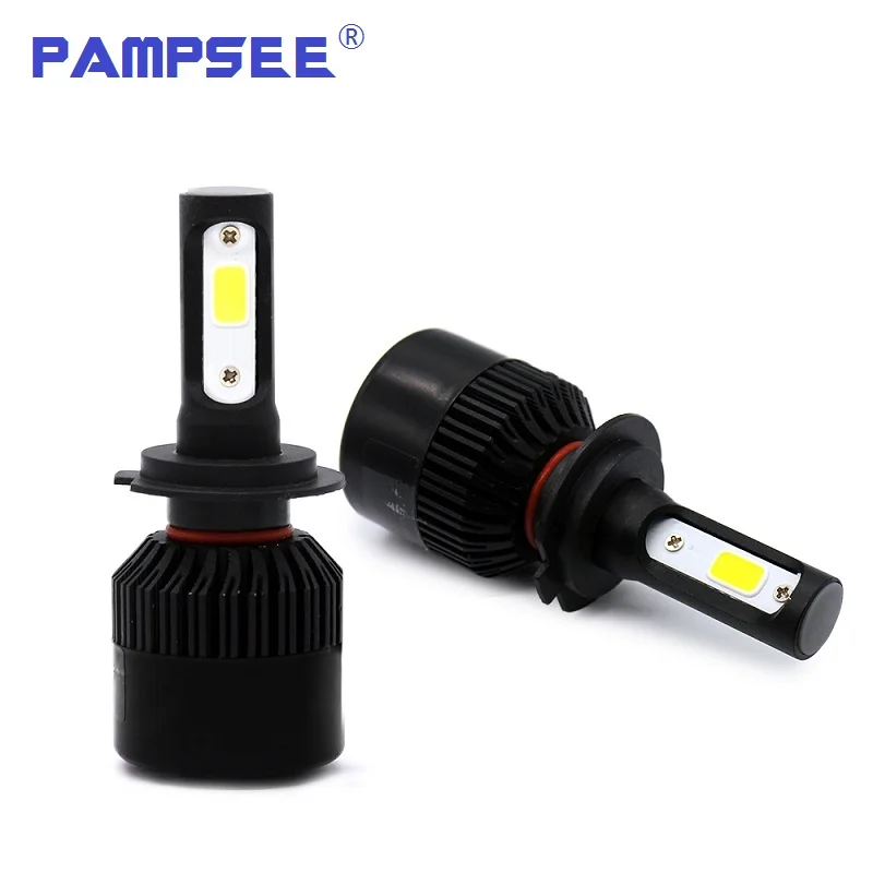 PAMPSEE S2 H7 LED H4 H1 H3 H11 H13 9004 9005 9006 9007 HB4 72W 8000LM 6500K COB LED Car Headlight Front Fog Light Bulb Headlamp