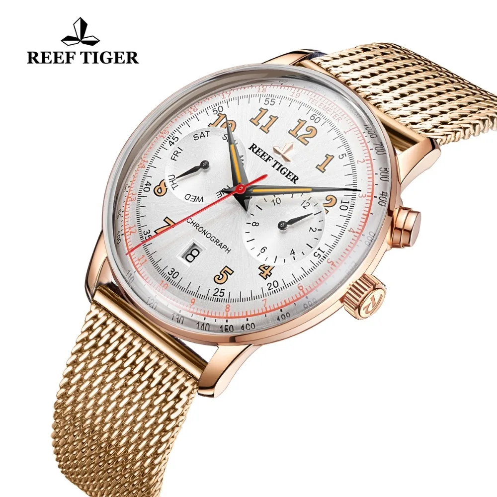 Водонепроницаемые часы с рисунком рифа тигра/RT цвет розовое золото