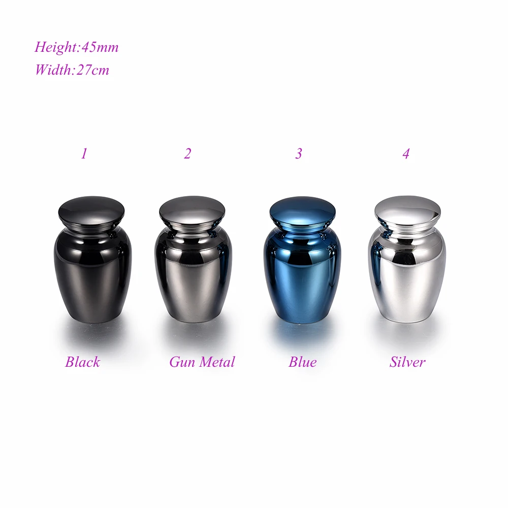 

High Polish Assorted Color Funeral Urns 43*27mm- 16L Stainless Steel Bone Ash Lockets Casket for Loved One Memorial Jewelry