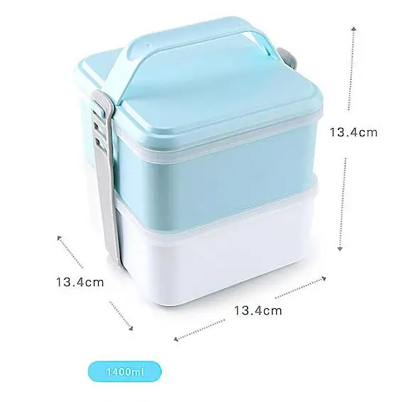 Высокое качество 1400 мл двухслойный Ланч бокс с ручкой микроволновая печь бенто