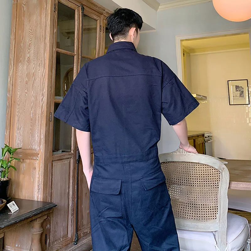 

Male Streetwear Overalls Trousers Lovers Clothes Men Summer High Street Hip Hop Casual Short Sleeve Jumpsuit Cargo Pant