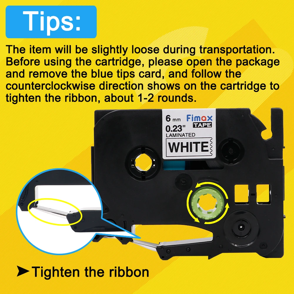 Fimax 2 Packs Compatible for Brother P-touch Label Tape TZe-211 Tze211 Black on White Printer Tze | Компьютеры и офис