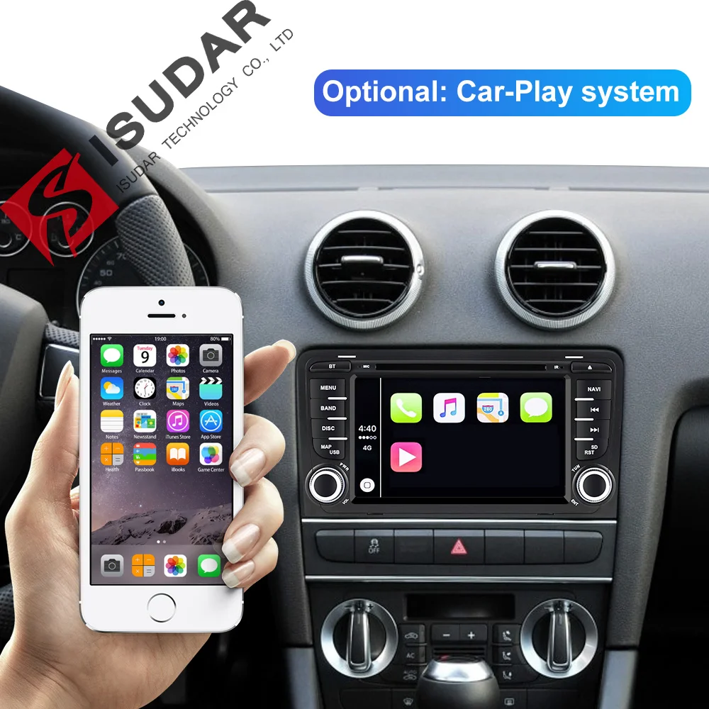 Isudar Автомагнитола 2 Din с 7 Дюймовым Экраном на Android 8.0 Для Автомобилей Audi/A3/S3 8 Ядер 4GB