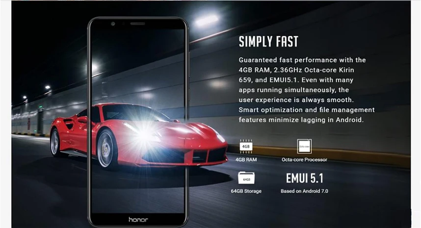 Honor 7X Восьмиядерный двойной тыловой камеры 3340mAh 5.93in 2160*1080 P отпечаток пальца