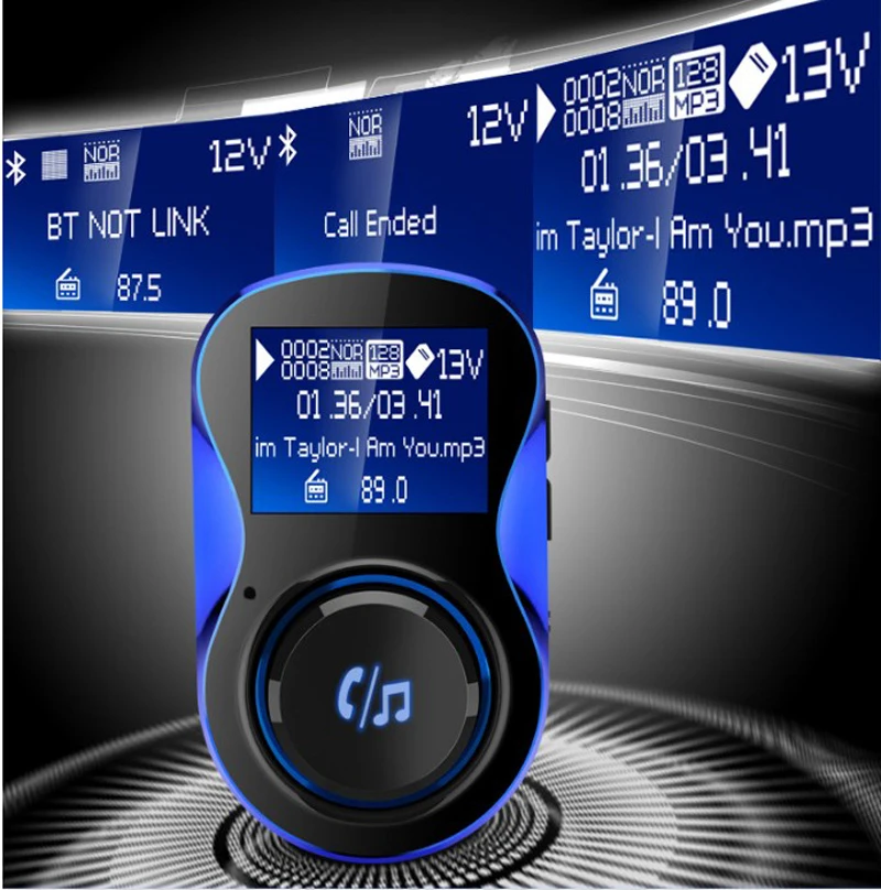 YASOKRO Bluetooth Handsfree автомобильный комплект fm-передатчик беспроводной MP3 автомобильный аудио плеер двойной USB порт зарядное устройство Поддержка TF карты и U диск