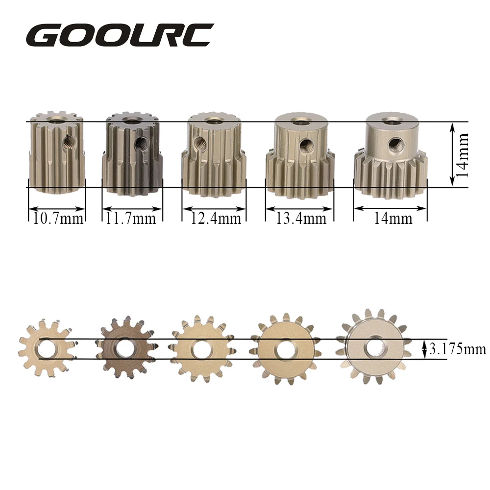 GoolRC 12T 13T 14T 15T 16T Metal Pinion Motor Gear Set for 1/10 RC Car Truck Brushed Brushless Model | Игрушки и хобби