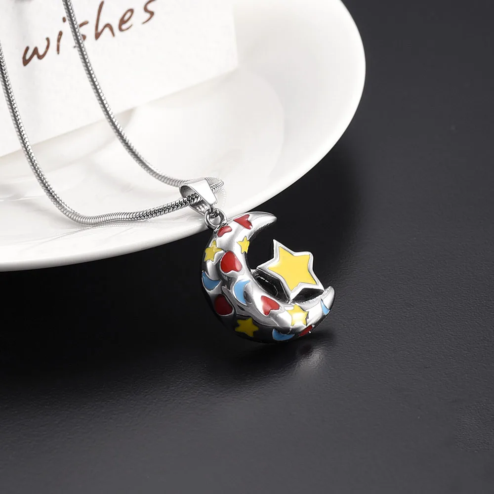 Многоцветная подвеска кремационной урны Moon Star ожерелье памятные украшения для