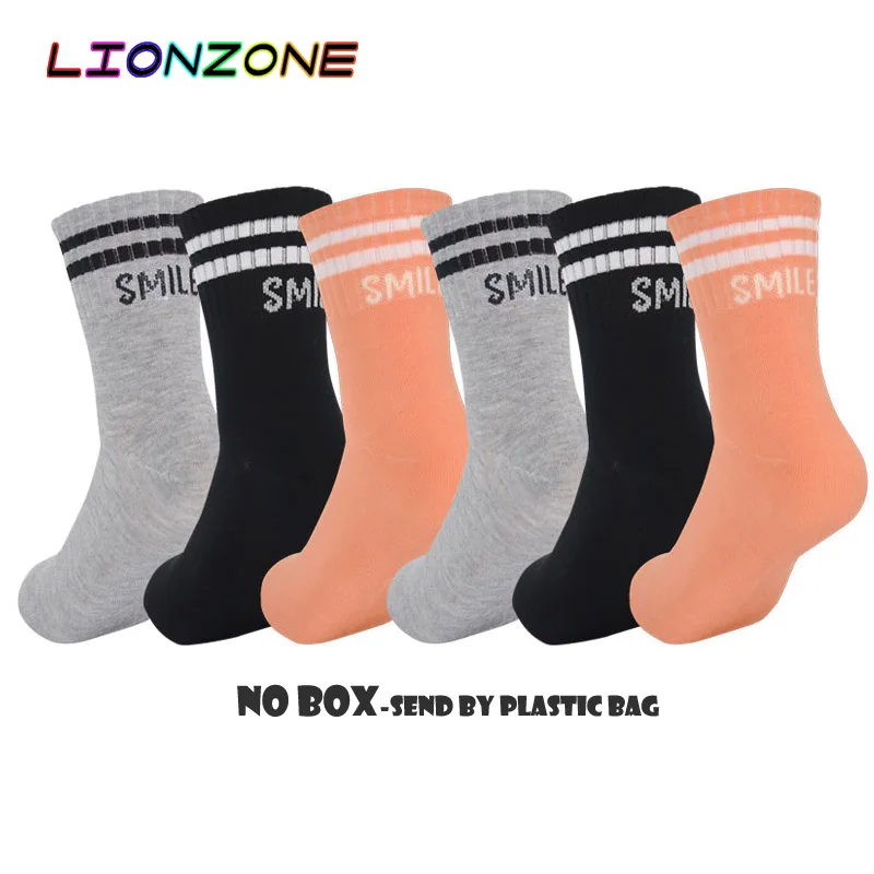 LIONZONE 6 пар/лот женские брендовые носки забавные с буквой "Улыбка" уличная Calcetines Divertidos Harajuku Kawaii женские носки - Цвет: Mix1 bag