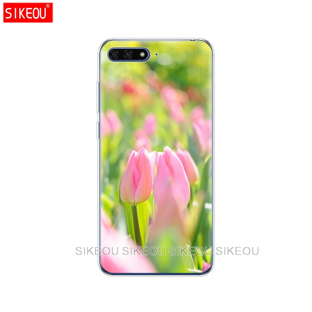 Силиконовый чехол для телефона Huawei Honor 7A PRO 7C Y5 Y6 Y7 Y9 2017 2018 Prime тюльпаны цветок