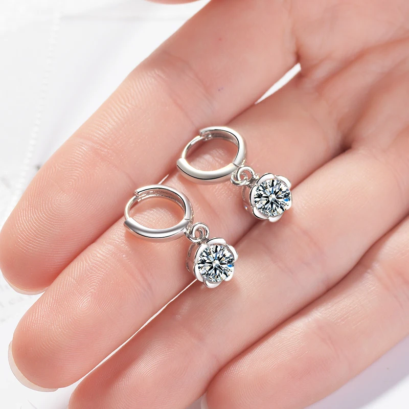 Женские серьги с цирконом Everoyal блестящие цветком из циркония Модные