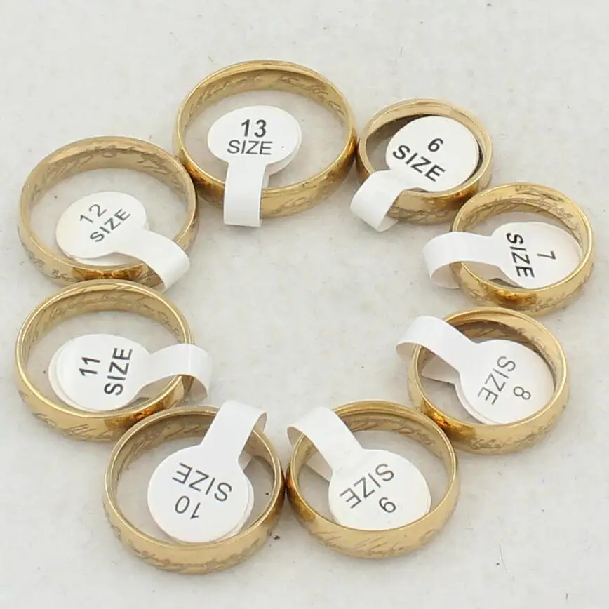Обручальные кольца LOVER', волшебная буква, Властелин одного кольца, черное серебро золото, титановое кольцо из нержавеющей стали для мужчин и женщин wj229