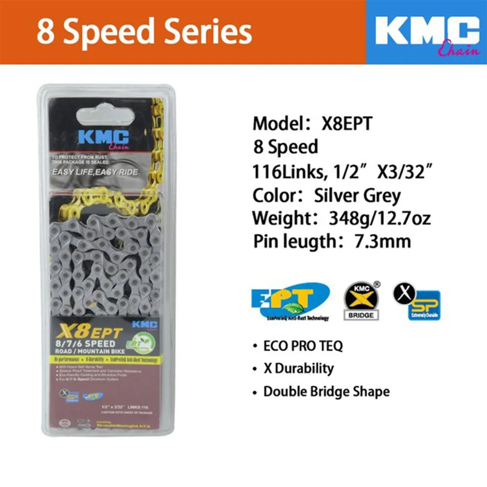 Цепь KMC X8 X9 X10 X10 EPT X9L X10L X11LBike 9S 10S 11S Gold для MTB/шоссейного велосипеда fo Shimano/SRAM 8 9 10 11 speed 116L/цепной велосипед