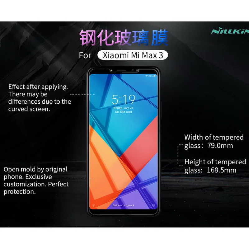 Для Xiaomi MI Max 3 Закаленное стекло Nillkin Amazing H + Pro защита экрана 2.5D кривая Защитная