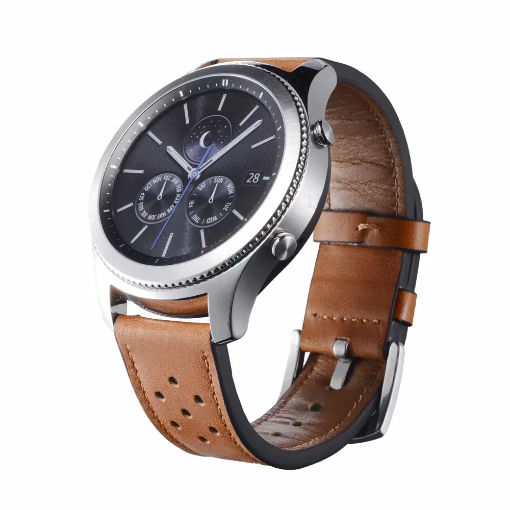 Ремешок для часов из натуральной кожи Samsung Gear S3 Band сменный Браслет с отверстием