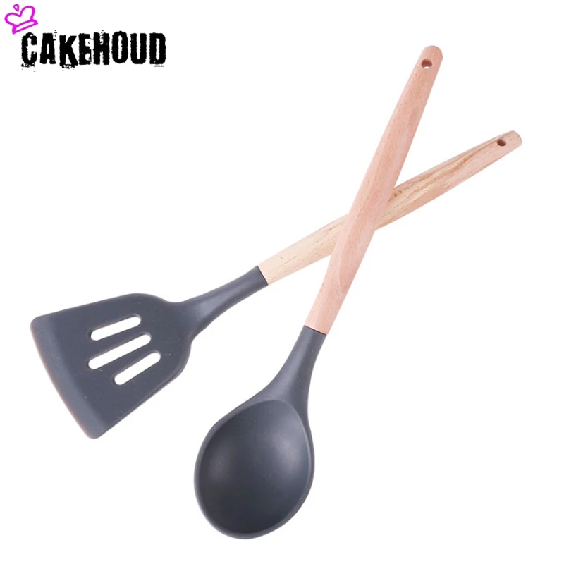 CAKEHOUD 9 шт набор деревянная ручка силикон кухонные принадлежности антипригарная