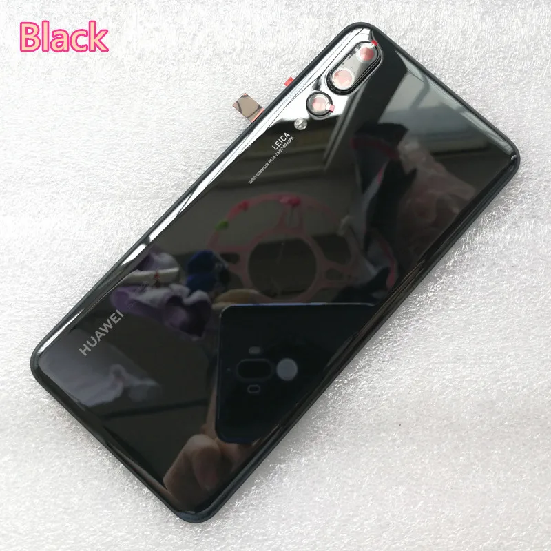 Black Новая задняя крышка из закаленного стекла для huawei P20 Pro, запасные части, задняя крышка для батареи, корпус+ рамка для камеры+ крышка для вспышки - Цвет: Black