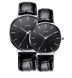 2pcs Black Black 2 шт. Лидер продаж SINOBI парные часы простые элегантные с принтом под кожу мужские наручные часы из нержавеющей стали женские часы для влюбленных - Цвет: 2pcs Black Black