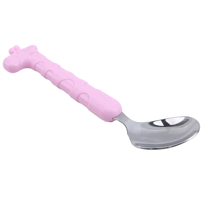 

Baby Feeding Spoon Stainless Steel Toddler Infant Tableware Flatware Kids Children Safe Feeder Learning Supplies