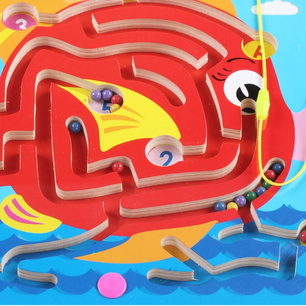 

Children Montessori Educational Toy Wooden 3D Puzzle Animals Marble Maze Magnetic Run Balls Labyrinth Flying Chess Game Kid Gift