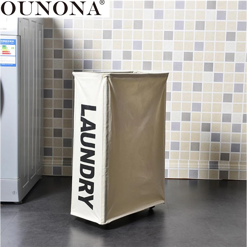 OUNONA складная корзина для хранения грязной одежды корзина для хранения игрушек корзина для стирки одежды Брезентовая корзина для белья с колесами