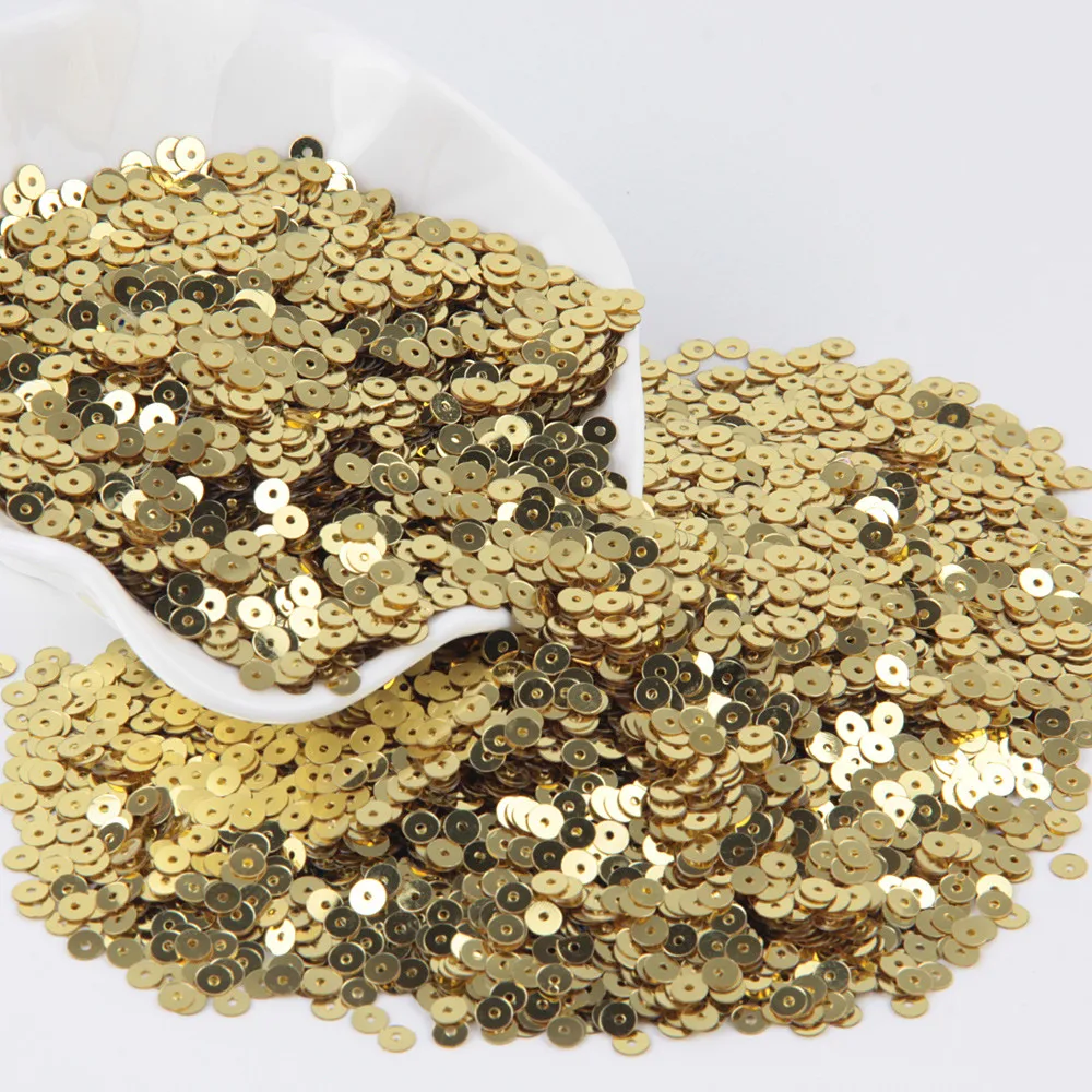 light gold ПВХ свободные блестки ремесла Сделай Сам аксессуар 20 г/лот плоские круглые Блестки женское платье Вышивание украшения Размеры 3/4/5/6/10/15/20/25/30 мм - Цвет: light gold