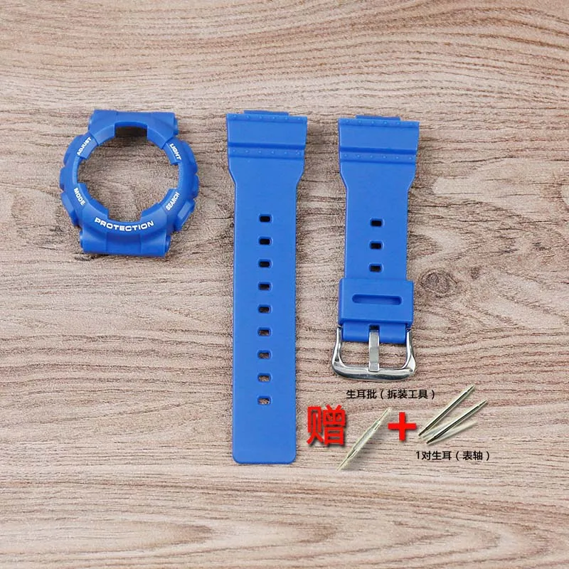 Водонепроницаемый ремешок смолы ремешок для часов box Подходит для casio g младенца BA-111 BA-110 BA-112 120 женские часы на запястье - Цвет ремешка: Blue and white