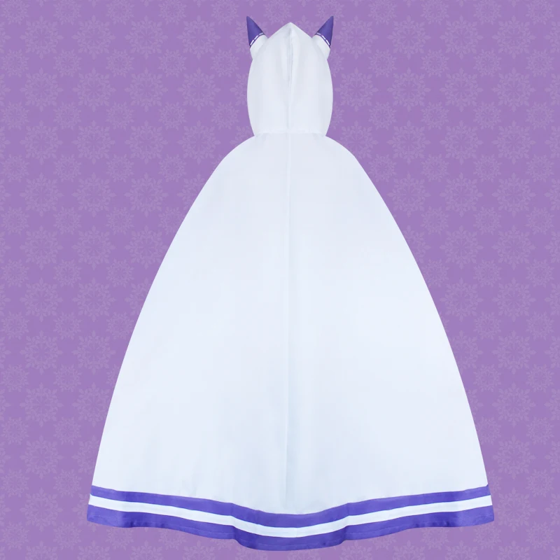 Re Zero kara Hajimeru Isekai Seikatsu Emilia Аниме Косплей Костюм накидка с кошачьими ушками +