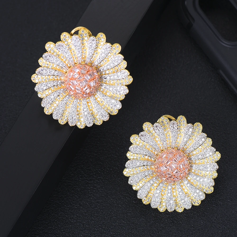 Набор колец и серег в нигерийском стиле с цветами маргариток 35 мм|Ювелирные