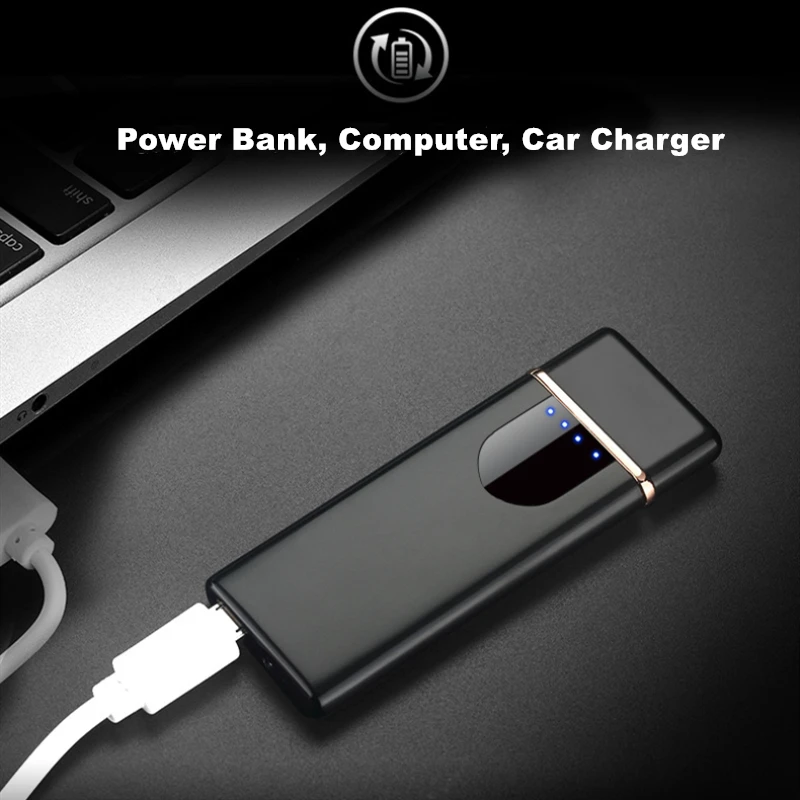 Ультратонкая USB электрическая зажигалка портативная перезаряжаемая Электронная