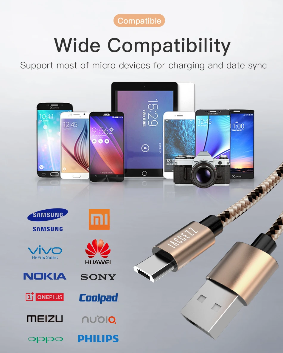 ACCEZZ Micro USB кабель для samsung Galaxy S7 S6 Edge huawei Xiaomi Redmi 4 2A телефон зарядное устройство данных кабель для мобильного телефона нейлоновый шнур